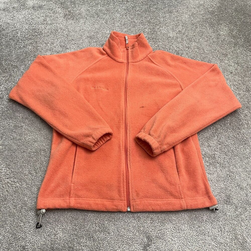 Columbia Benton Springs Fleece Jacket Womens Medium Orange Full Zip Outdoor Hike
